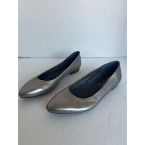 Dr Scholl’s Be Free Aston Silver Vegan Slip On Ballet Flat Comfort Shoes Sz 8.5